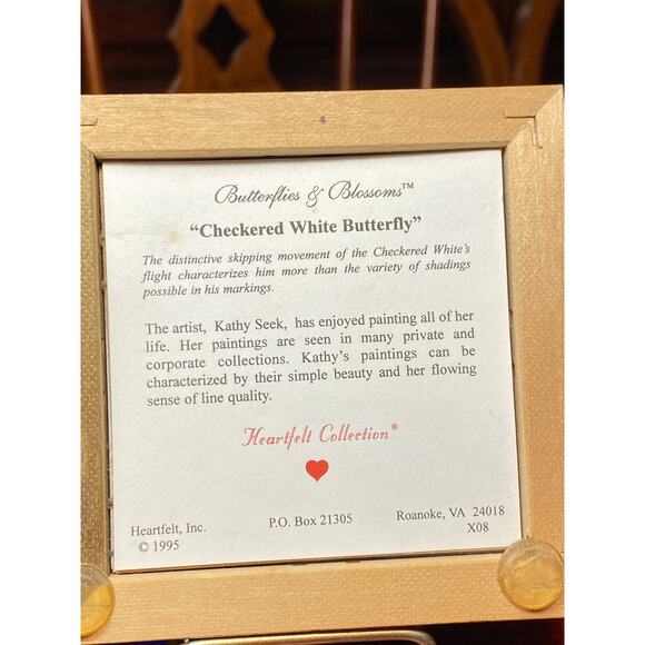 VTG 95 Set of 2 Mini Framed Art Prints Kathy Seek Butterflies on flowers 4 inch - Picture 8 of 16